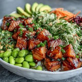 Hawaiian-inspired poke bowl, a fresh and healthy seafood delight.