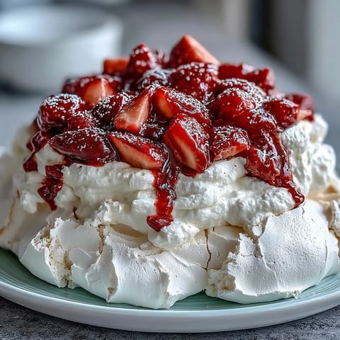 Strawberry Pavlova with Cream