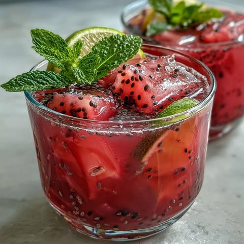 Refreshing Dragon Fruit Lemonade with Chia Seeds, a cooling summer beverage.