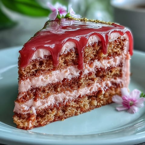 Elegant Bridal Shower Rosé Velvet Cake with a glistening, cascading gold drip.