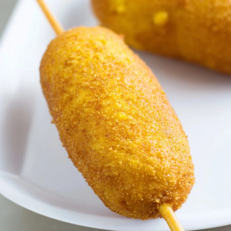 Classic corn dogs on a paper-lined plate, ready to enjoy as a fairground-style snack.