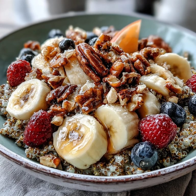 Golden Buckwheat Groats Breakfast with vibrant fruit and crunchy almond topping.