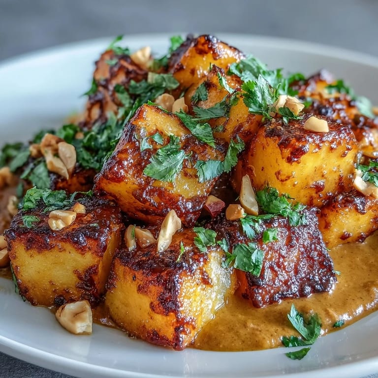 Vibrant vegetarian Curried Celeriac in a rich sauce, ideal as a side for rice or naan.