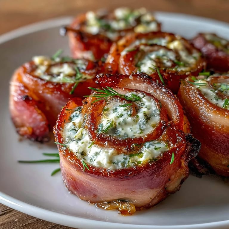 Bite-sized ham and cream cheese pinwheels feature dill pickles for a zesty, gluten-free party snack.