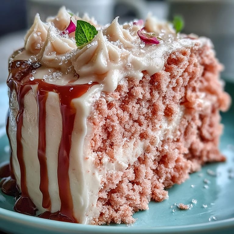 A vibrant Bridal Shower Rosé Velvet Cake adorned with shimmering edible gold details.