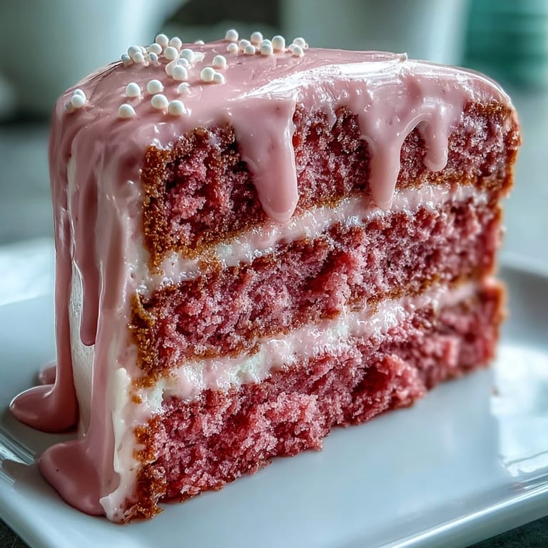 Decadent Bridal Shower Rosé Velvet Cake slice revealing tender crumb, rich frosting.
