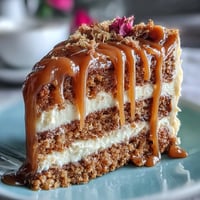 Rich butterscotch layer cake with floral buttercream and edible flowers, inspired by Taurus earth tones and natural beauty.